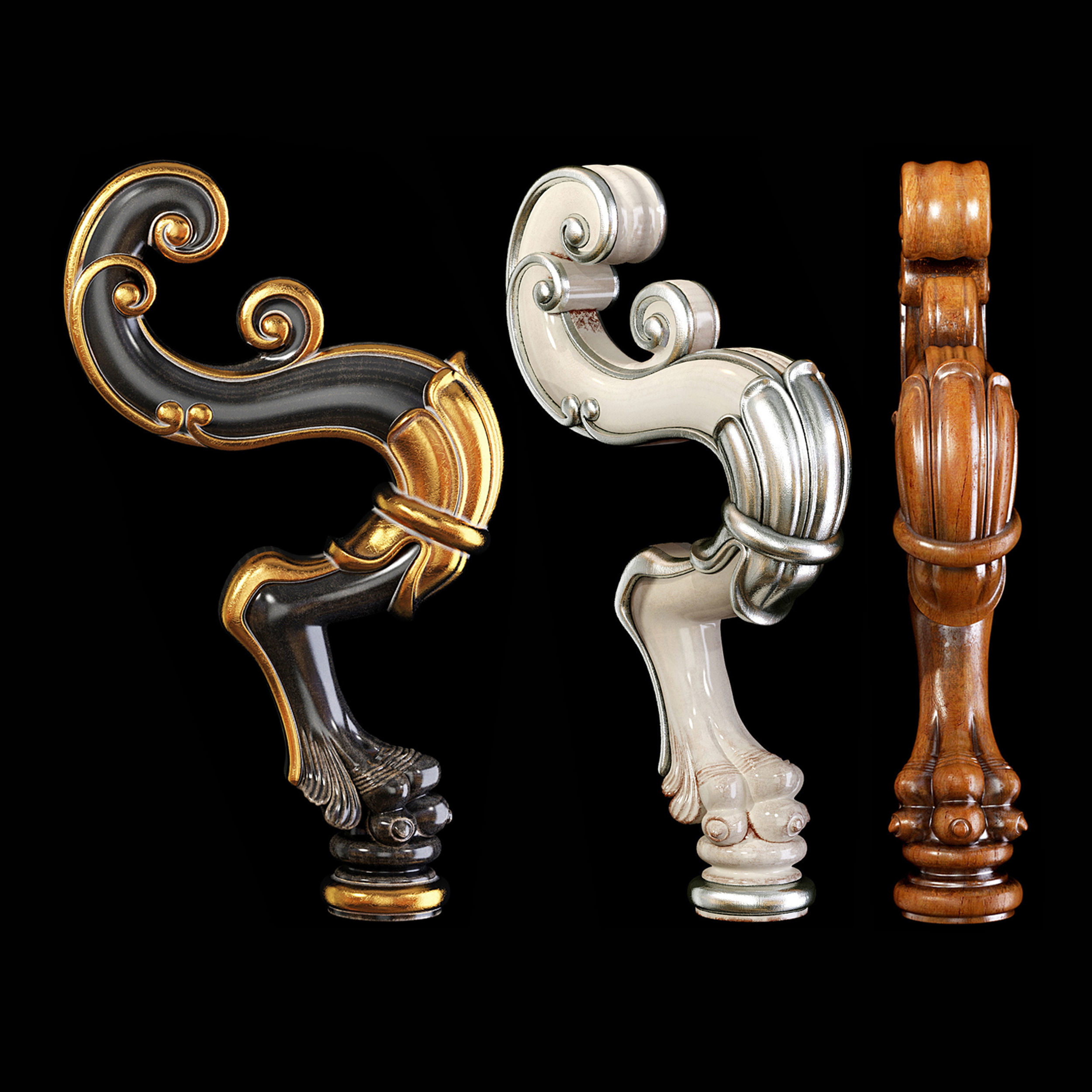 Collection of 30 classic furniture legs Part 1 3D model_3