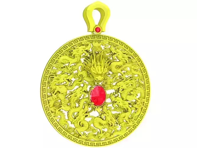 Lucky  Nine Dragons Pendant  3072