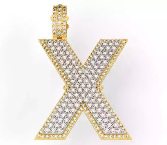 CURVED X letter gold with diamonds