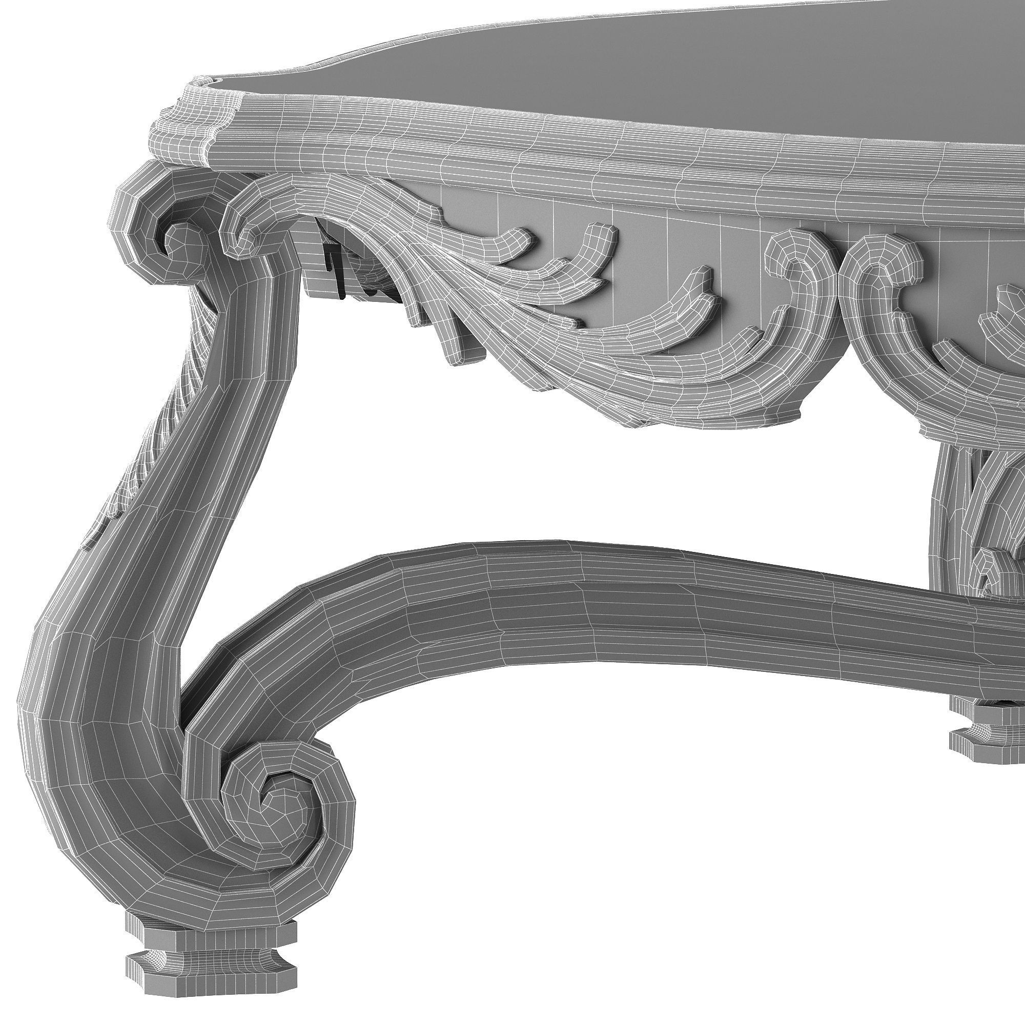 rococo middle coffee table 3D model_2