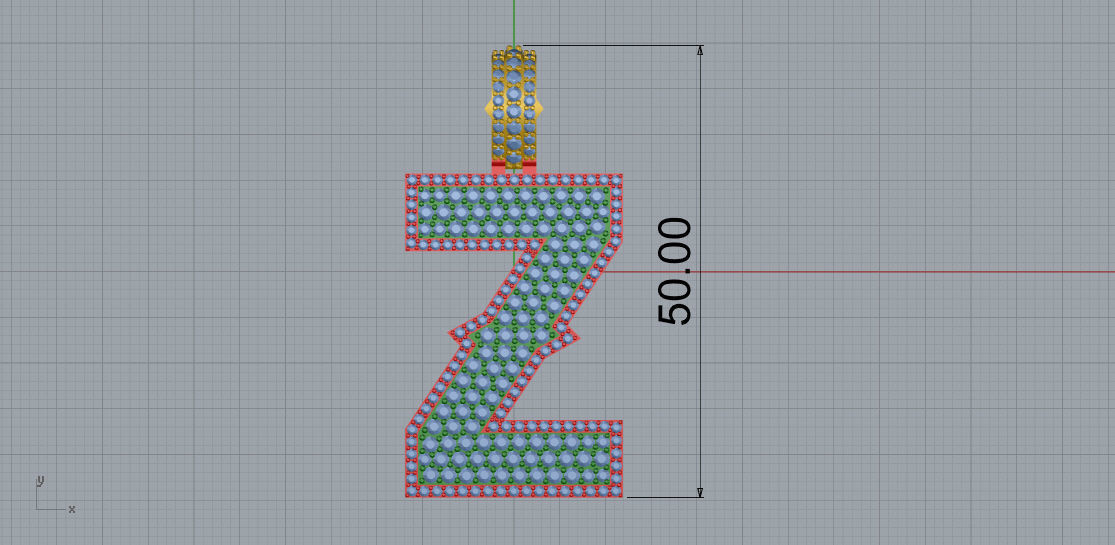 CURVED Z letter pendant gold with diamonds 3D print model_6