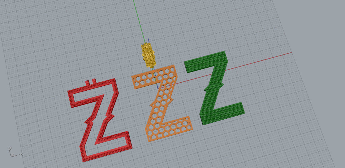 CURVED Z letter pendant gold with diamonds 3D print model_8