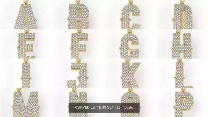 CURVED LETTERS SET 3D Model Collection