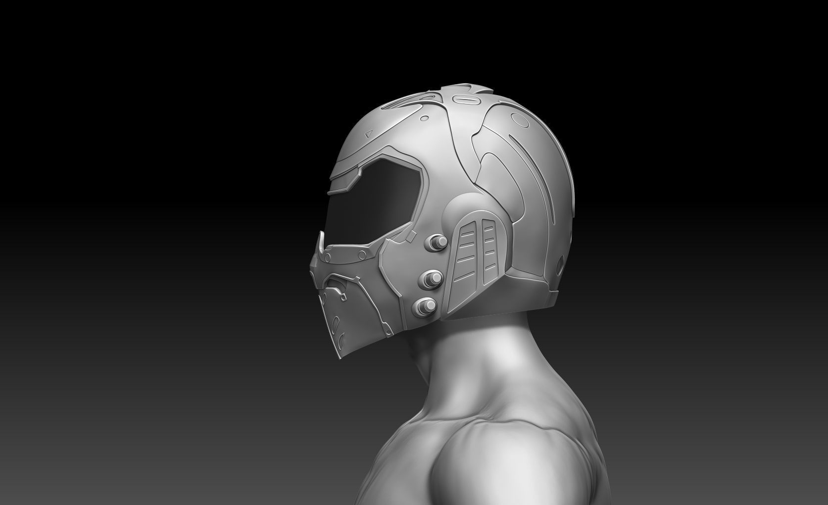 Doom girl Helmet 3D print model_12