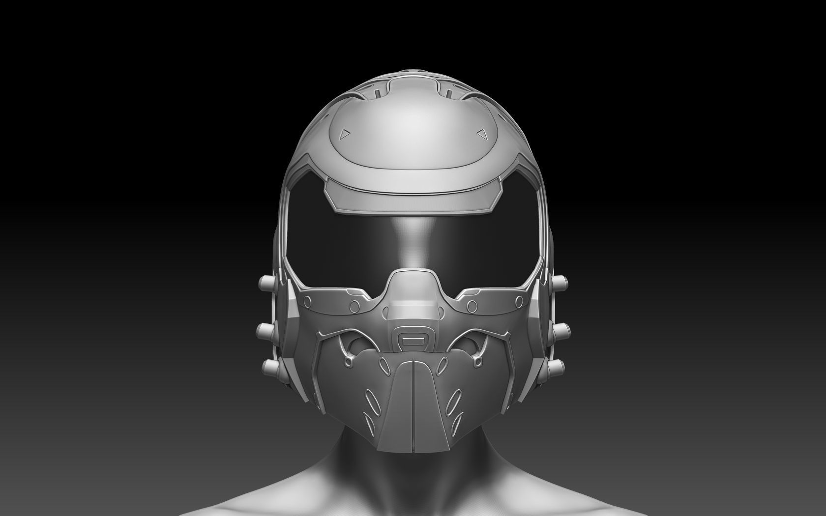 Doom girl Helmet 3D print model_3