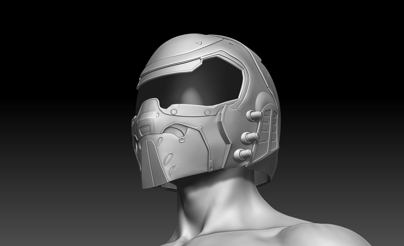Doom girl Helmet 3D print model_14