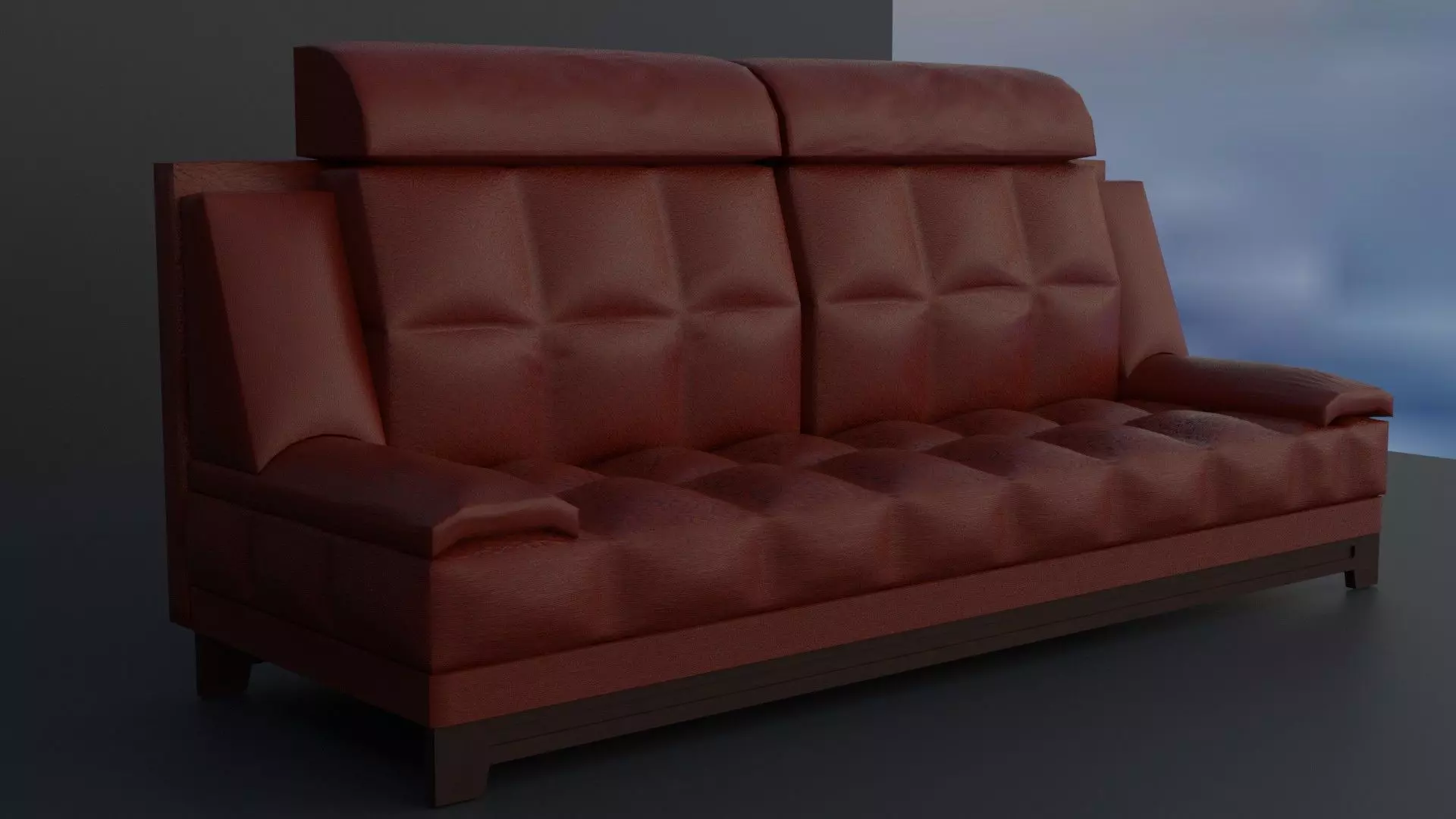 3D MODEL LEATHER RED SOFA 3D model_0
