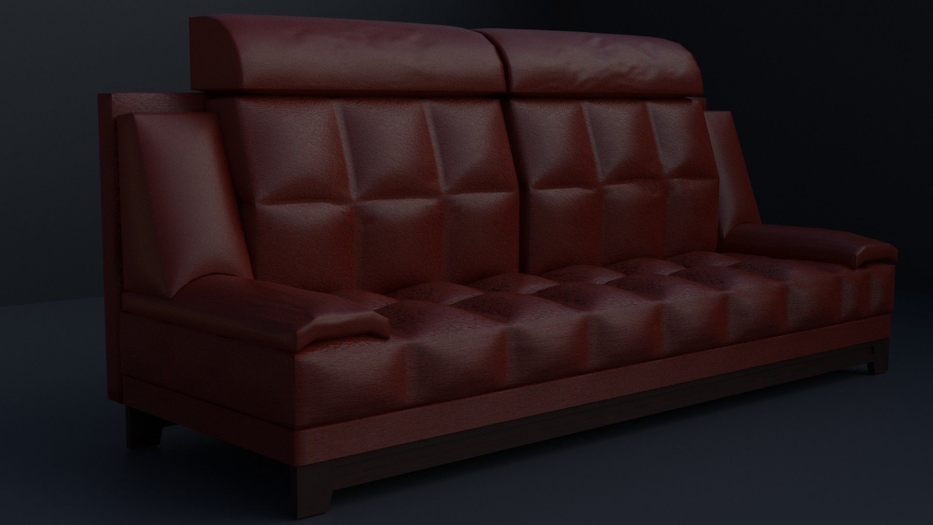 3D MODEL LEATHER RED SOFA 3D model_1