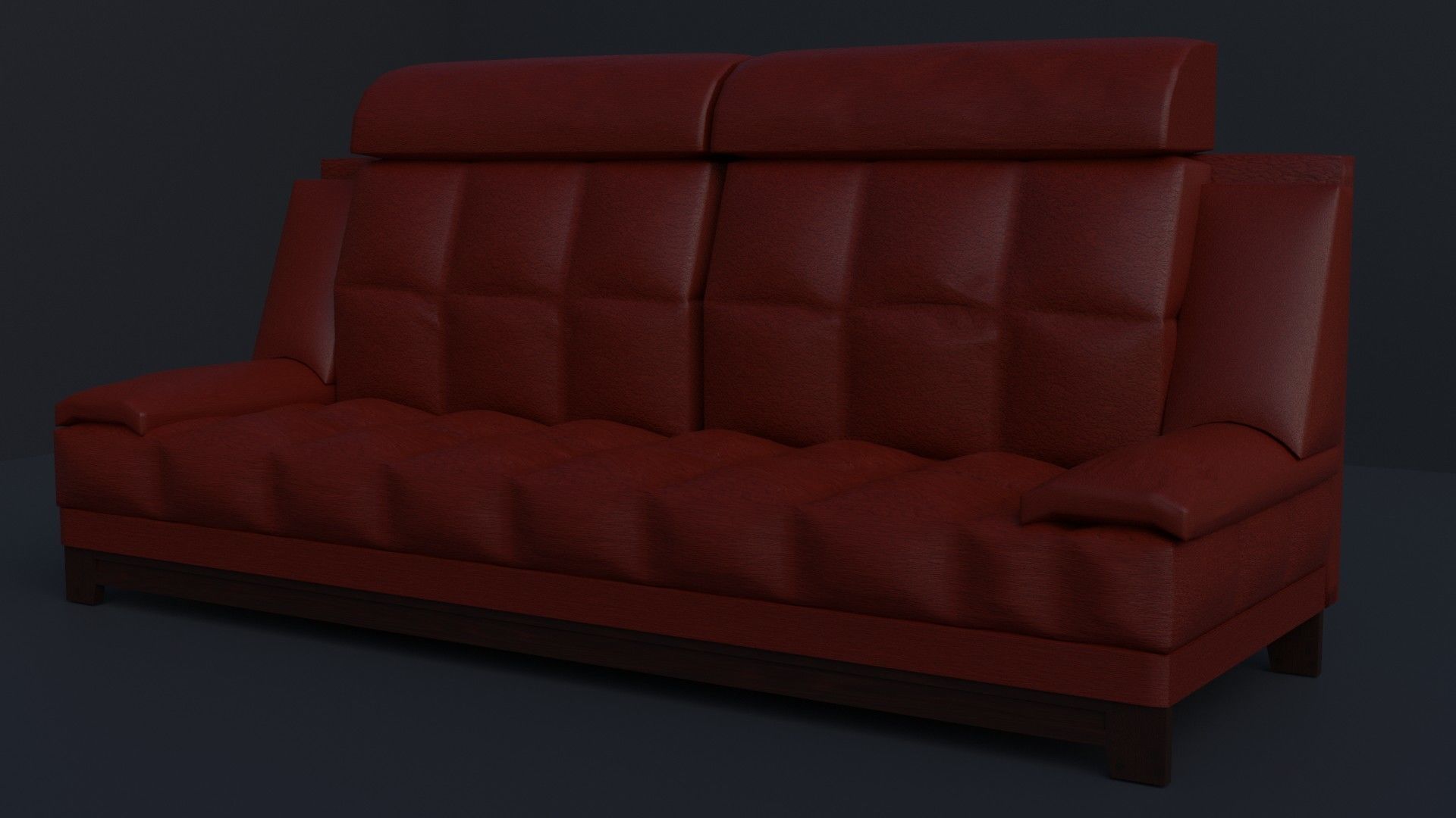 3D MODEL LEATHER RED SOFA 3D model_5
