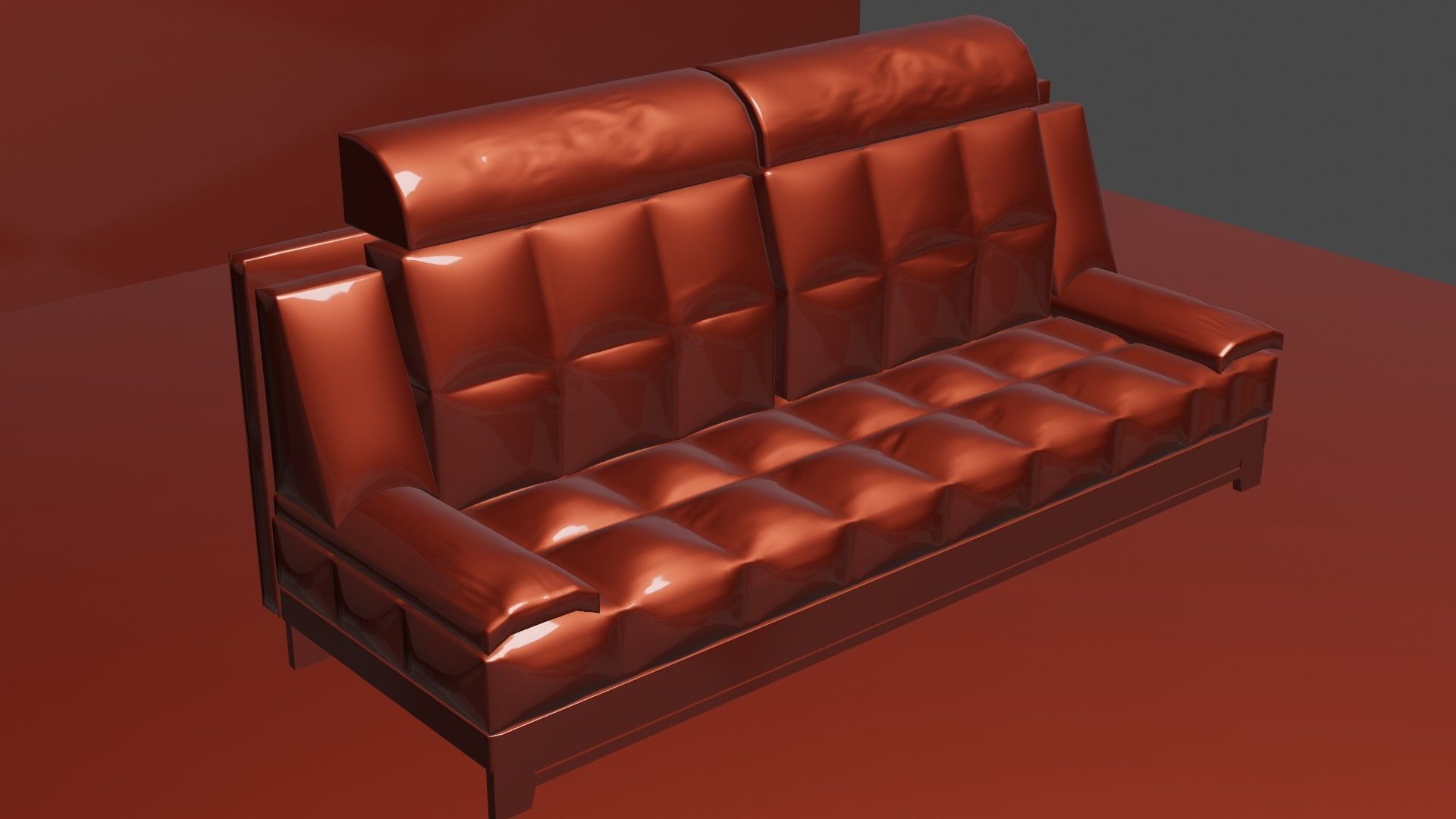 3D MODEL LEATHER RED SOFA 3D model_14