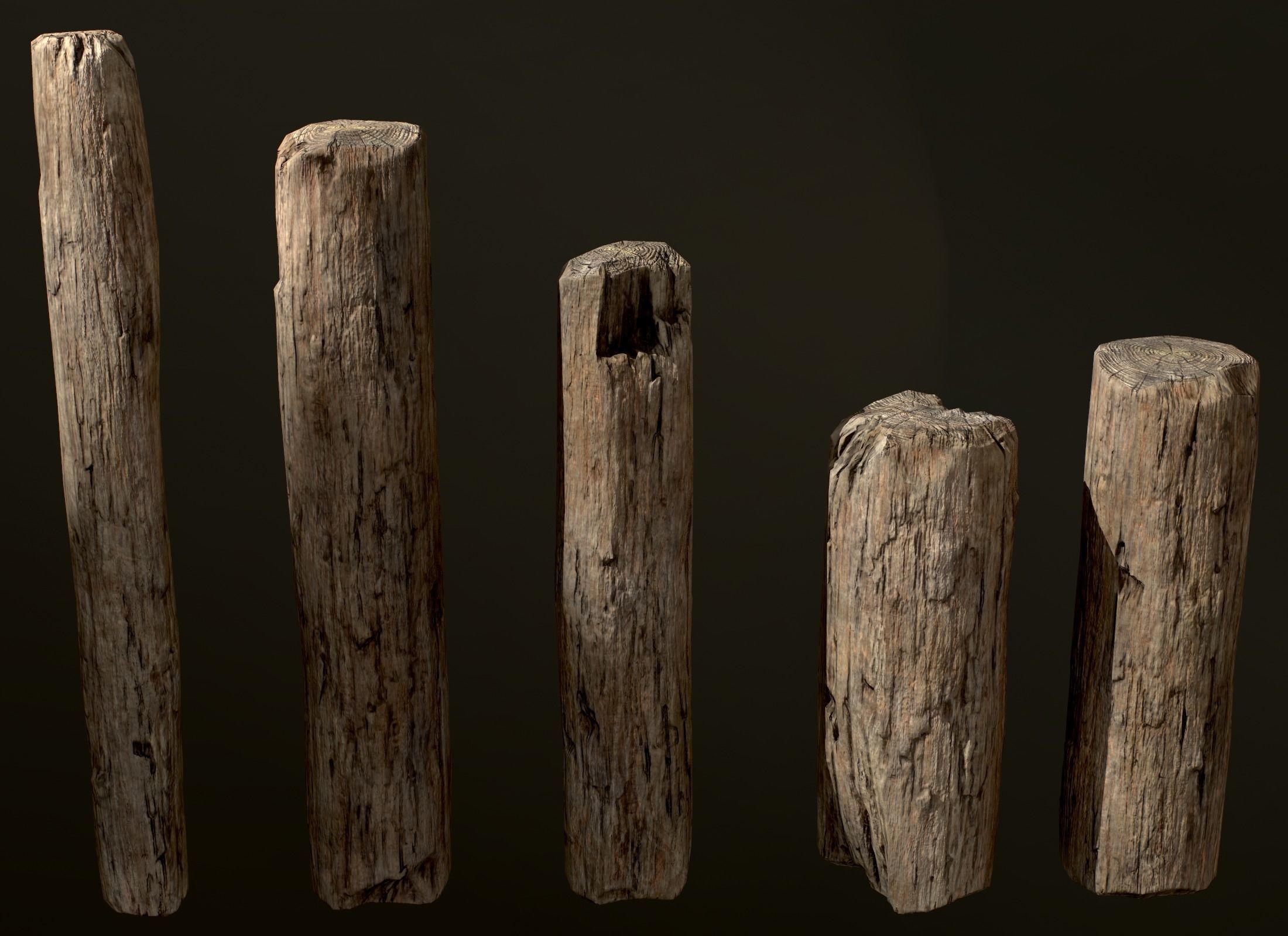 Wooden Planks Poles  Arches and Beams 52 pieces and four assets 3D Model Collection_27