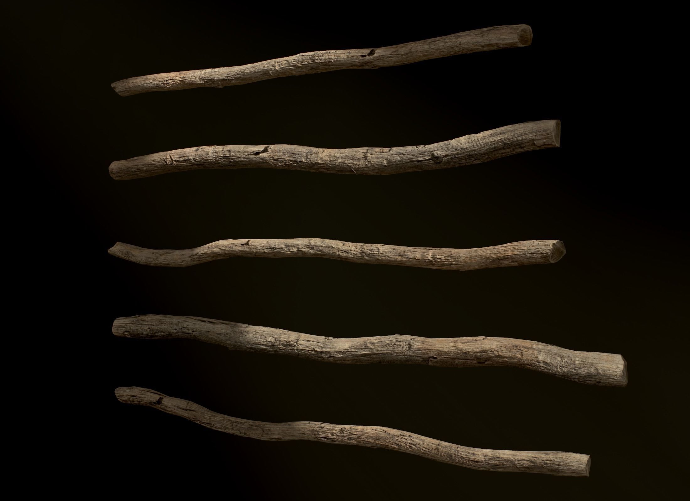 Wooden Planks Poles  Arches and Beams 52 pieces and four assets 3D Model Collection_23