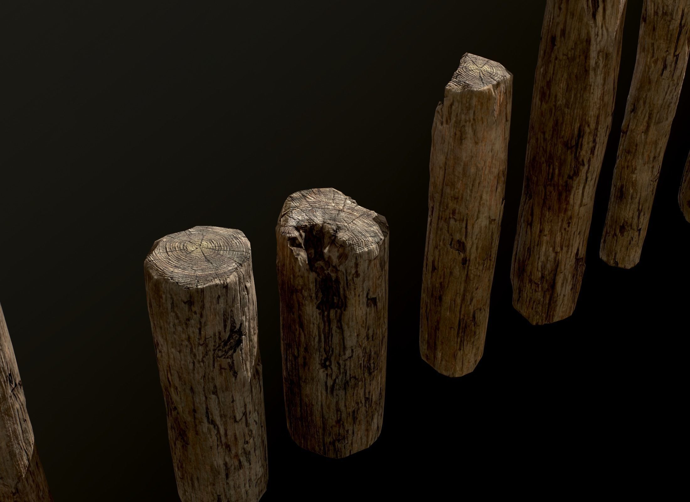 Wooden Planks Poles  Arches and Beams 52 pieces and four assets 3D Model Collection_22