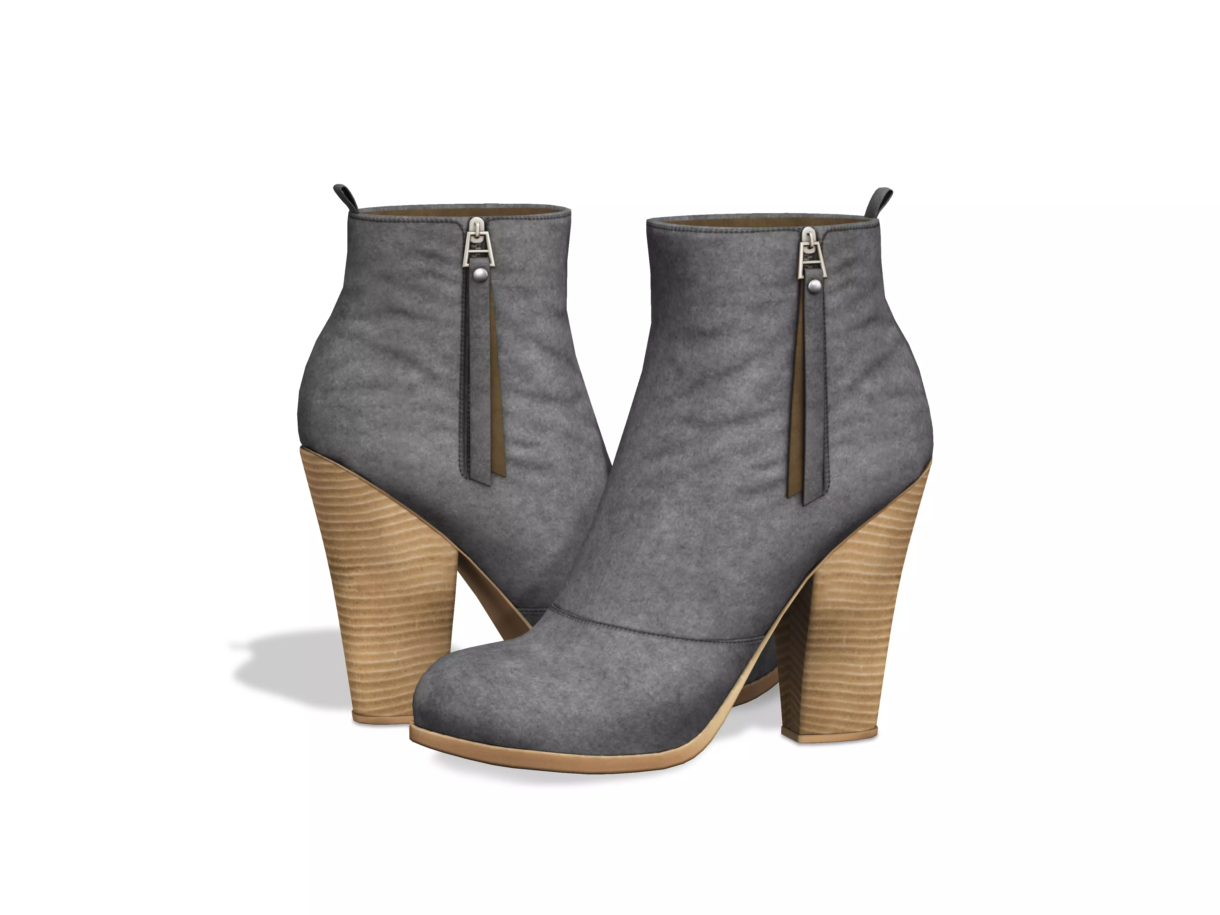 Suede Ankle Mid Heel Boots Low-poly 3D model