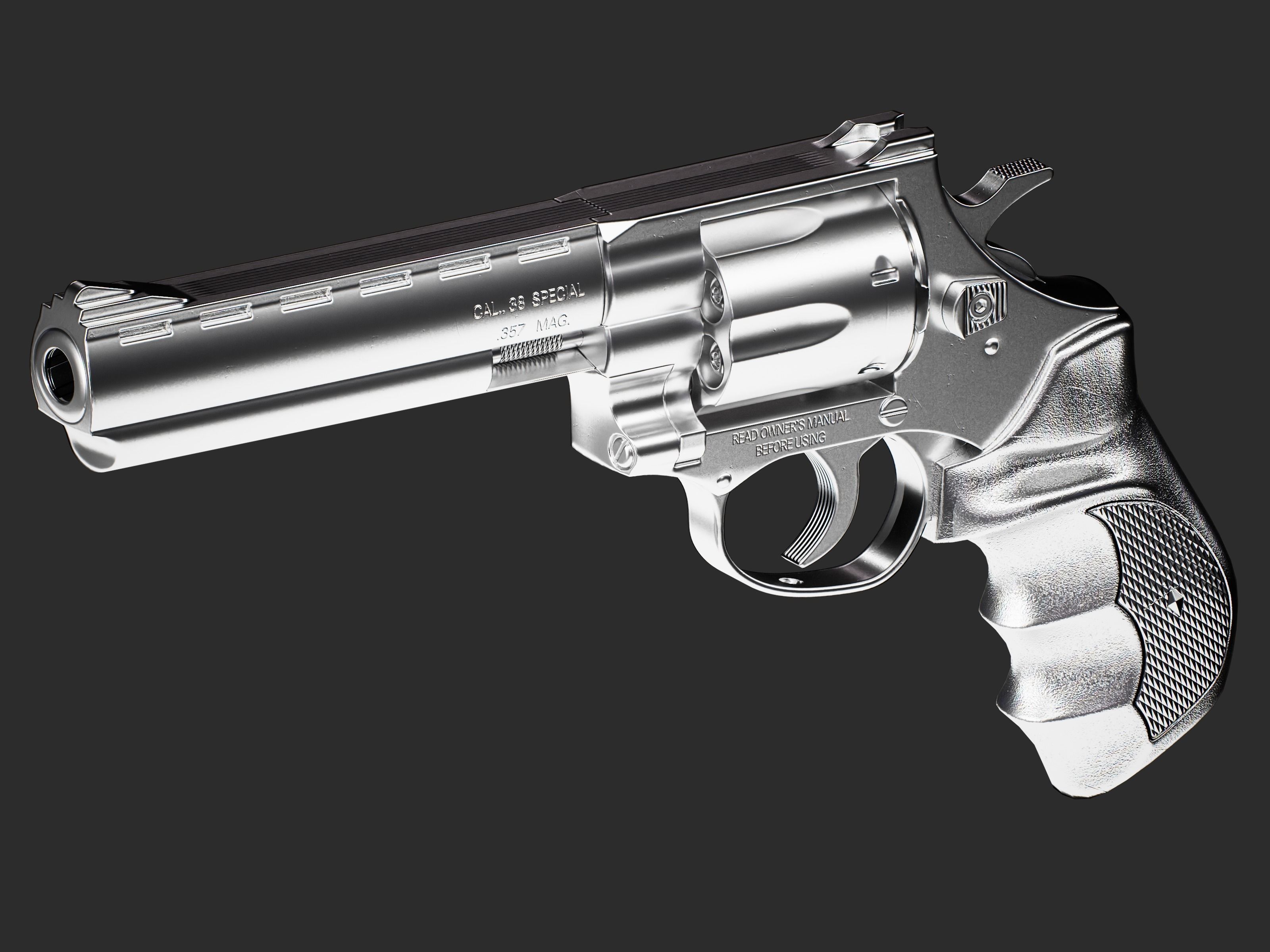 Magnum 357 Revolver - EAA Windicator 6 inch barrel Low-poly 3D model_10