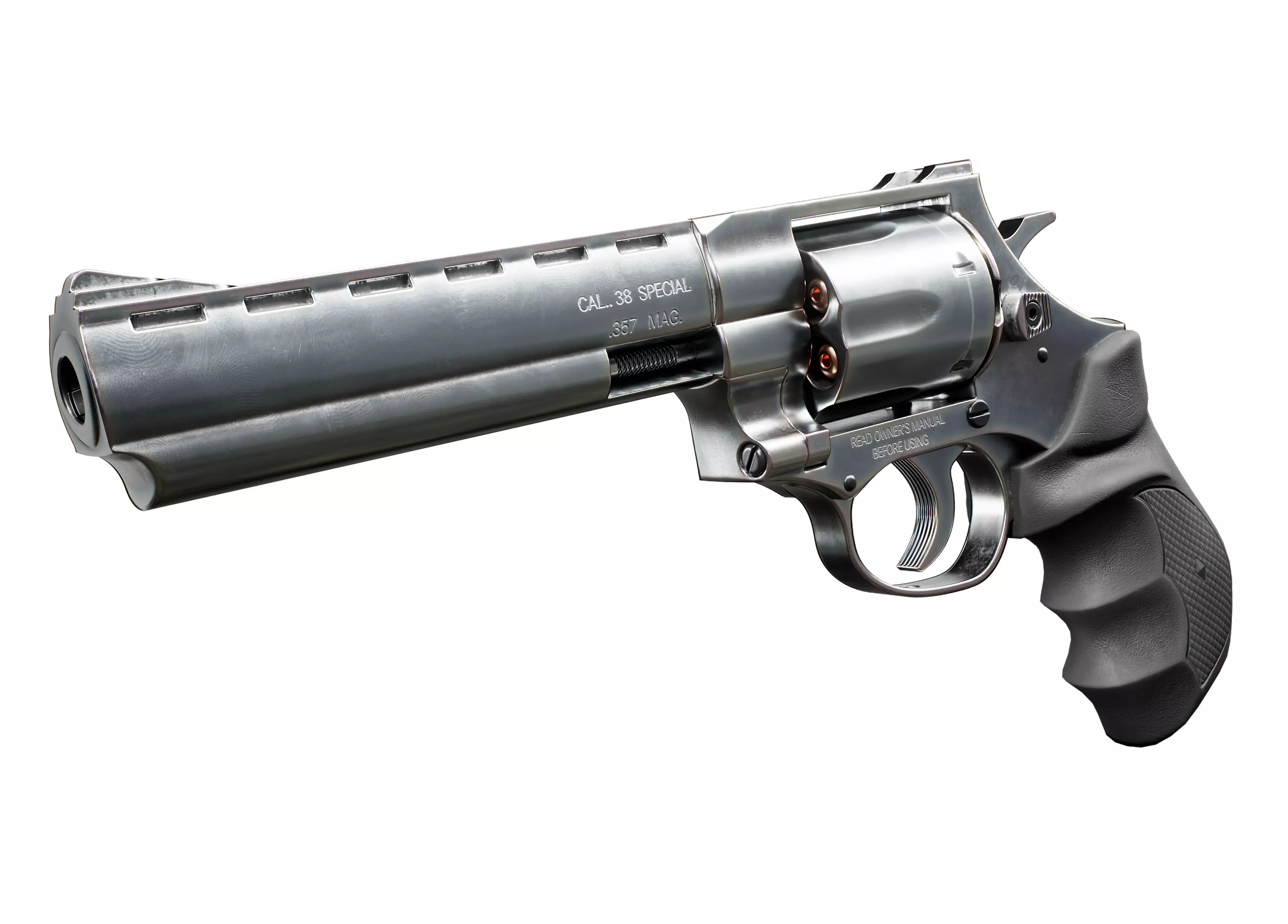 Magnum 357 Revolver - EAA Windicator 6 inch barrel Low-poly 3D model_0