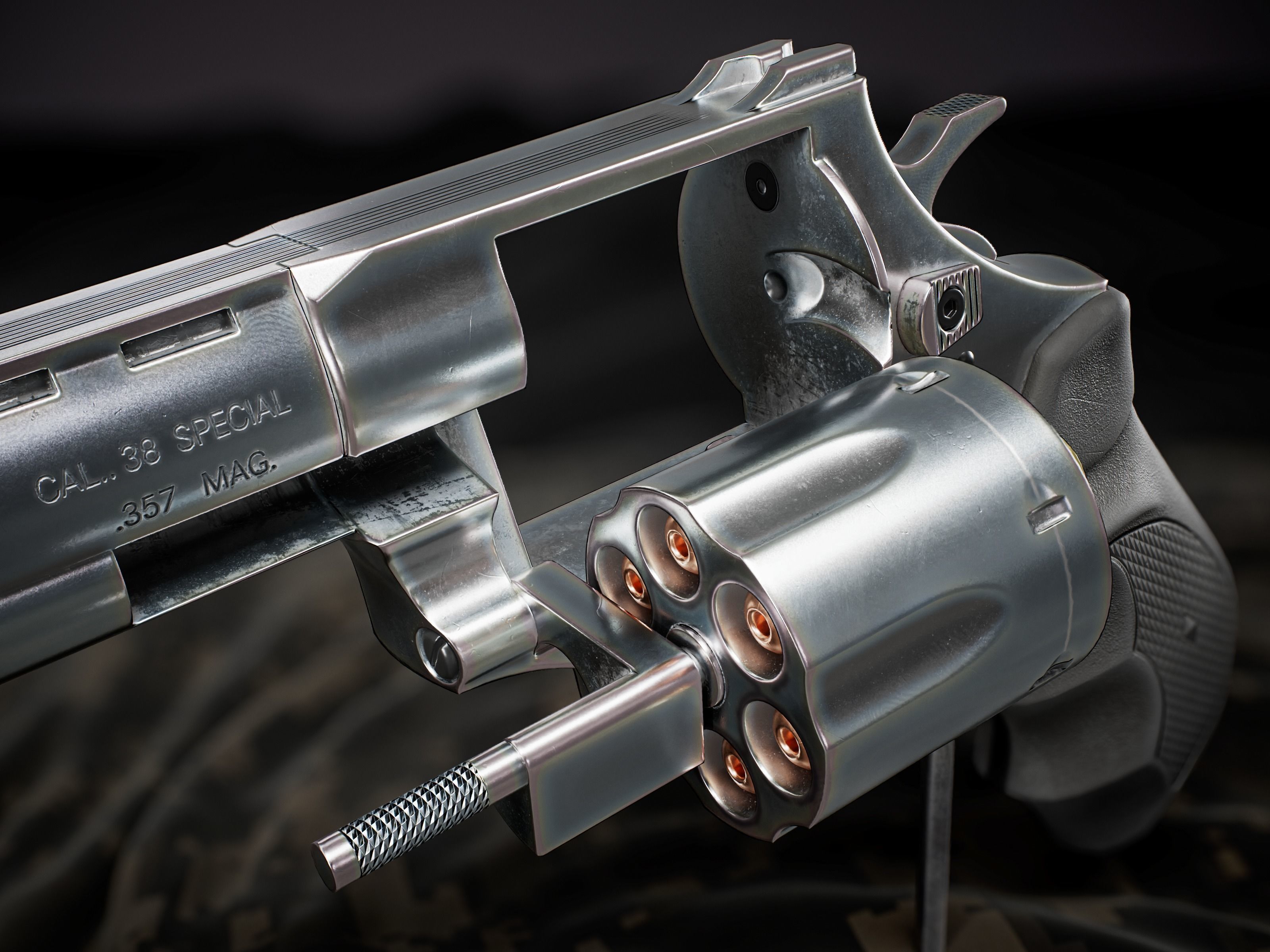 Magnum 357 Revolver - EAA Windicator 6 inch barrel Low-poly 3D model_6