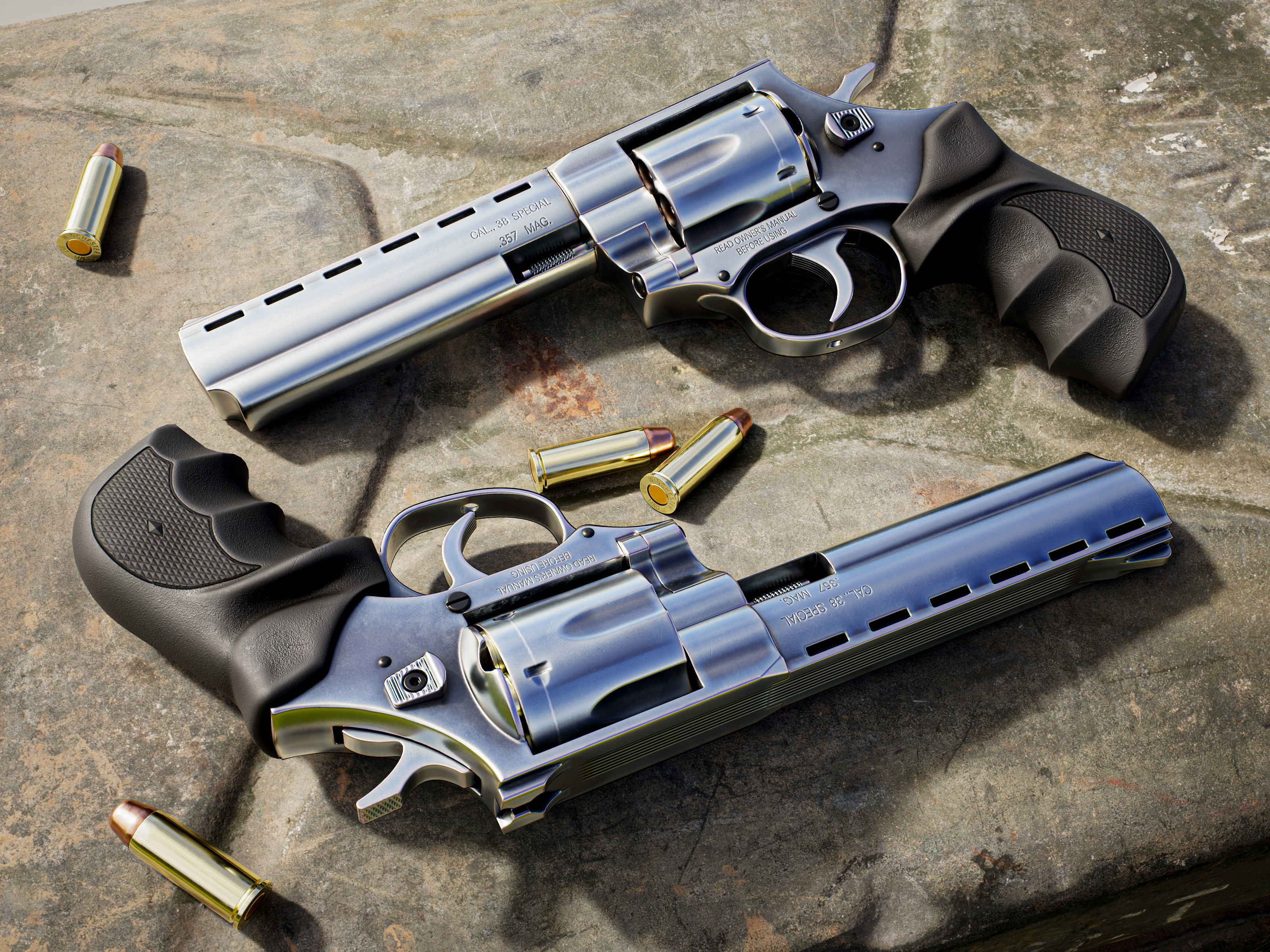 Magnum 357 Revolver - EAA Windicator 6 inch barrel Low-poly 3D model_8