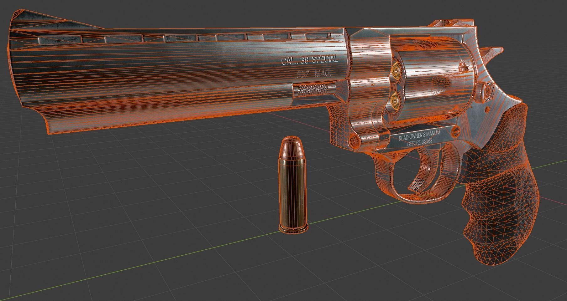 Magnum 357 Revolver - EAA Windicator 6 inch barrel Low-poly 3D model_12