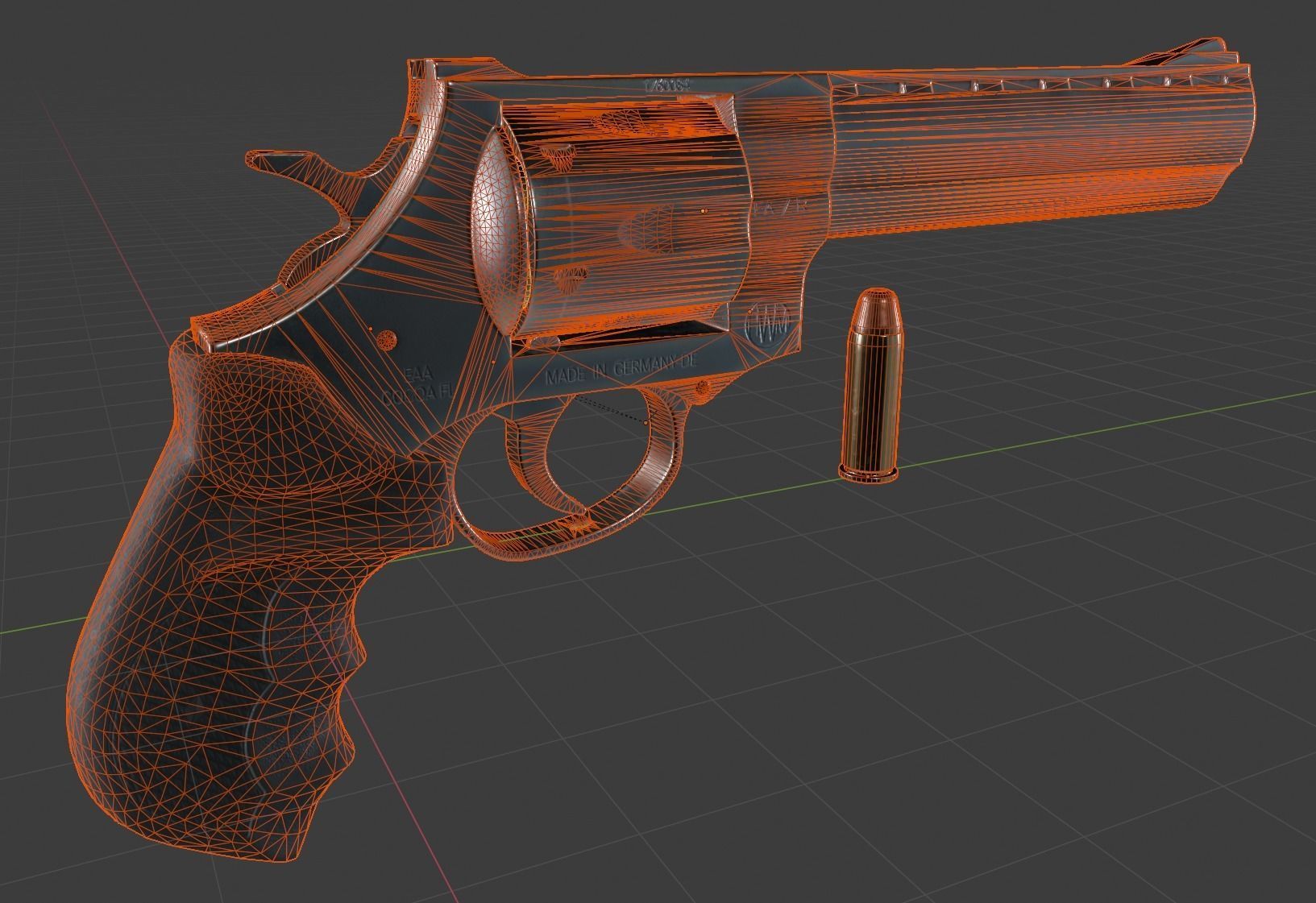 Magnum 357 Revolver - EAA Windicator 6 inch barrel Low-poly 3D model_11