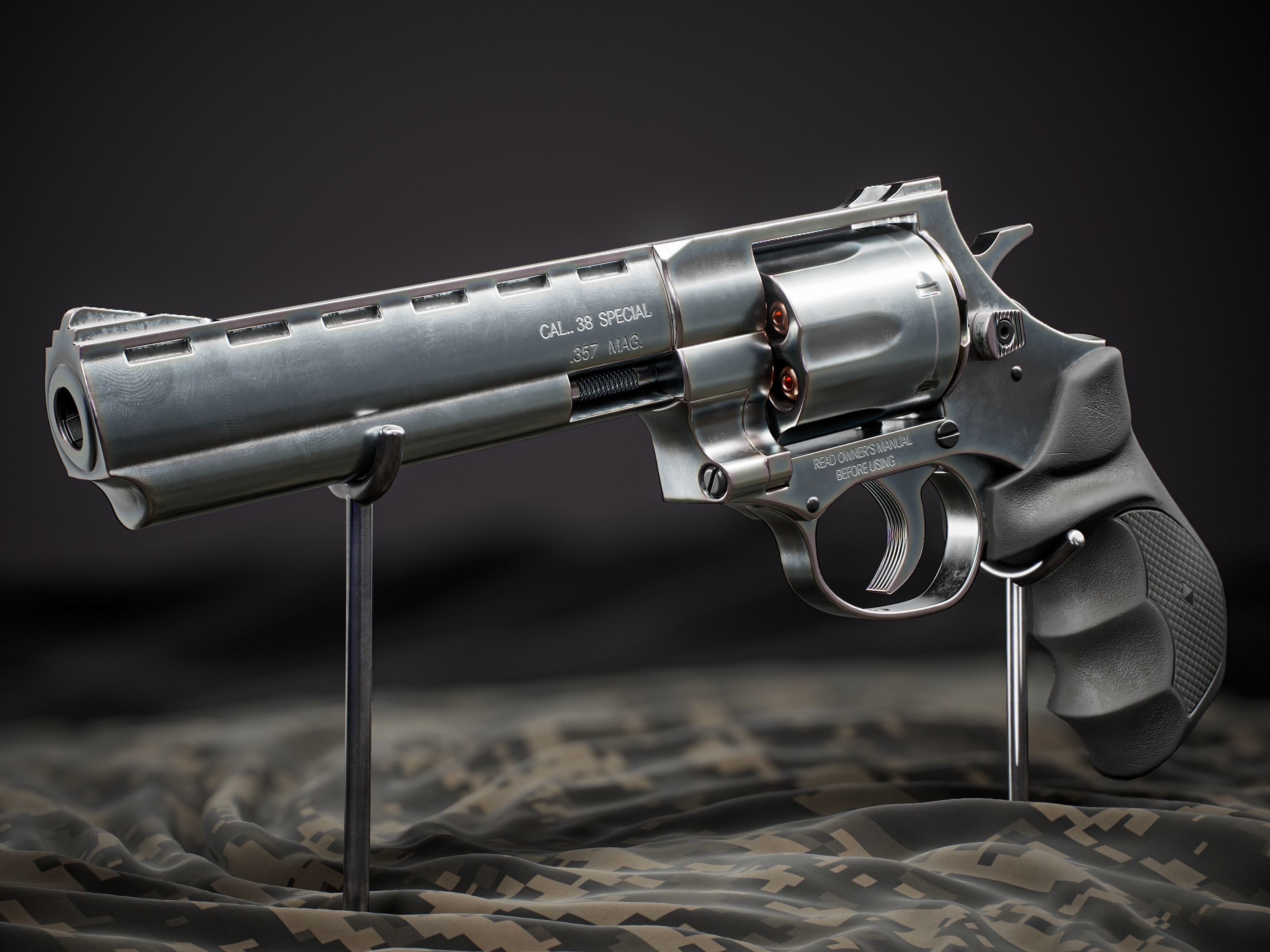 Magnum 357 Revolver - EAA Windicator 6 inch barrel Low-poly 3D model_2