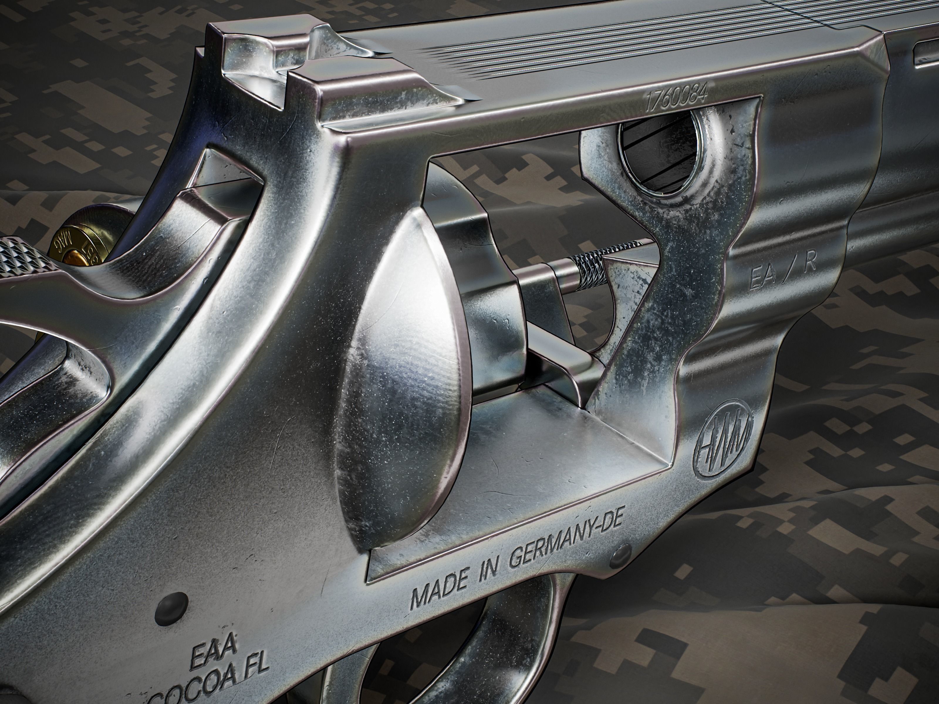 Magnum 357 Revolver - EAA Windicator 6 inch barrel Low-poly 3D model_4