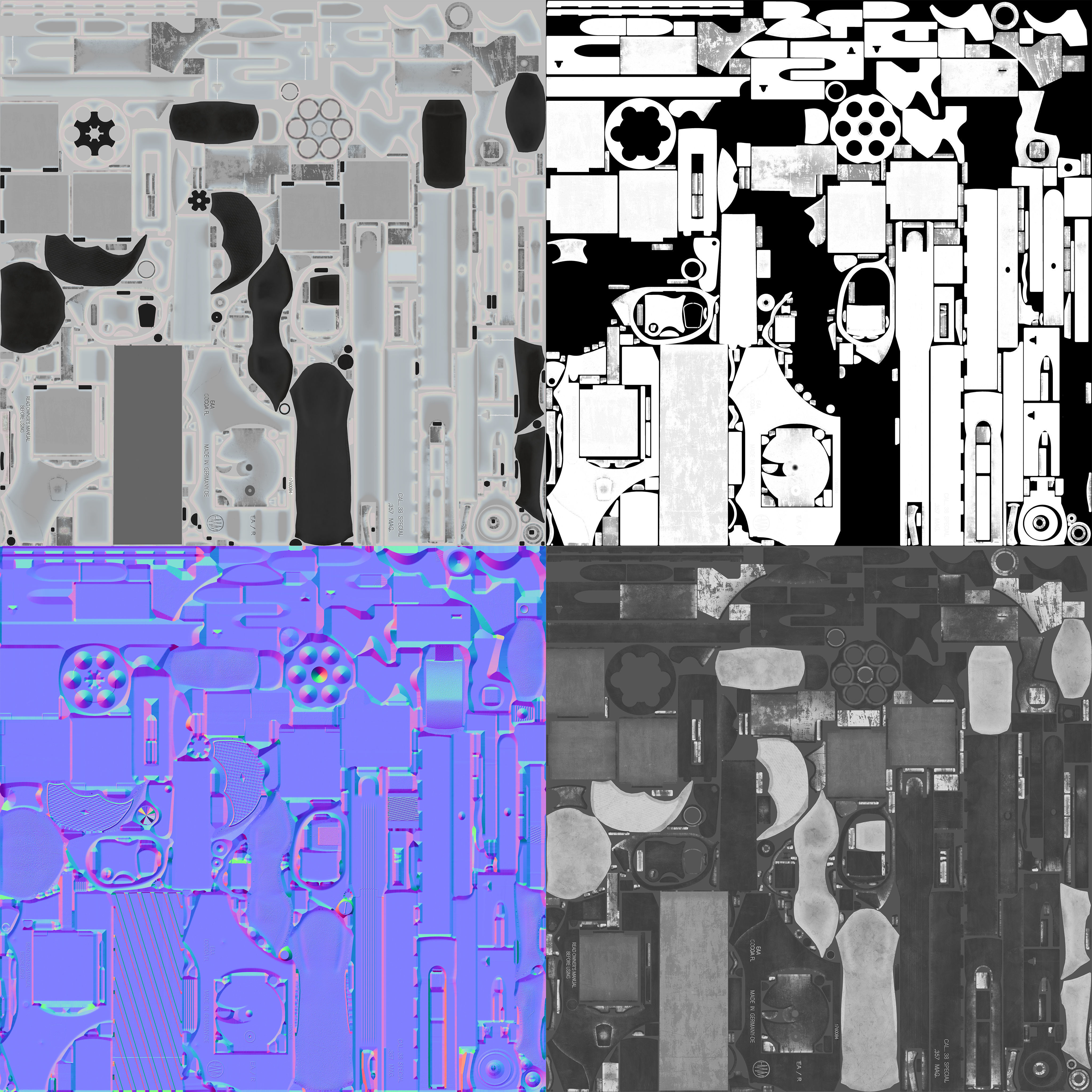 Magnum 357 Revolver - EAA Windicator 6 inch barrel Low-poly 3D model_9