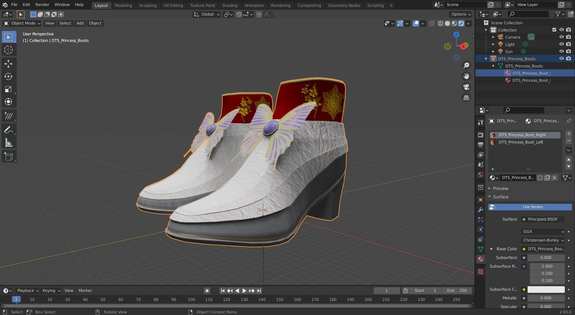 Princess Boots  Low-poly 3D model_5