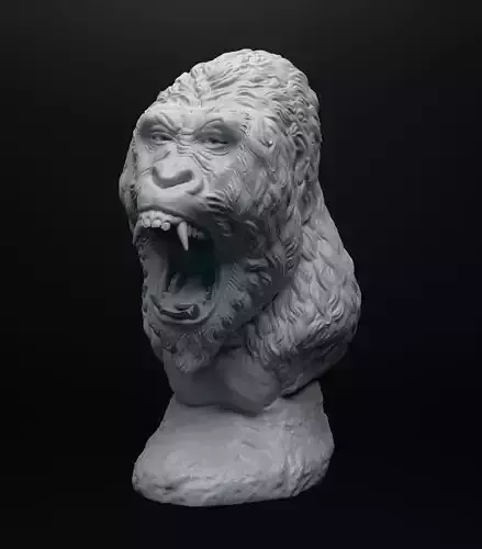 Angry Gorilla bust intended for 3D printing 3D print model