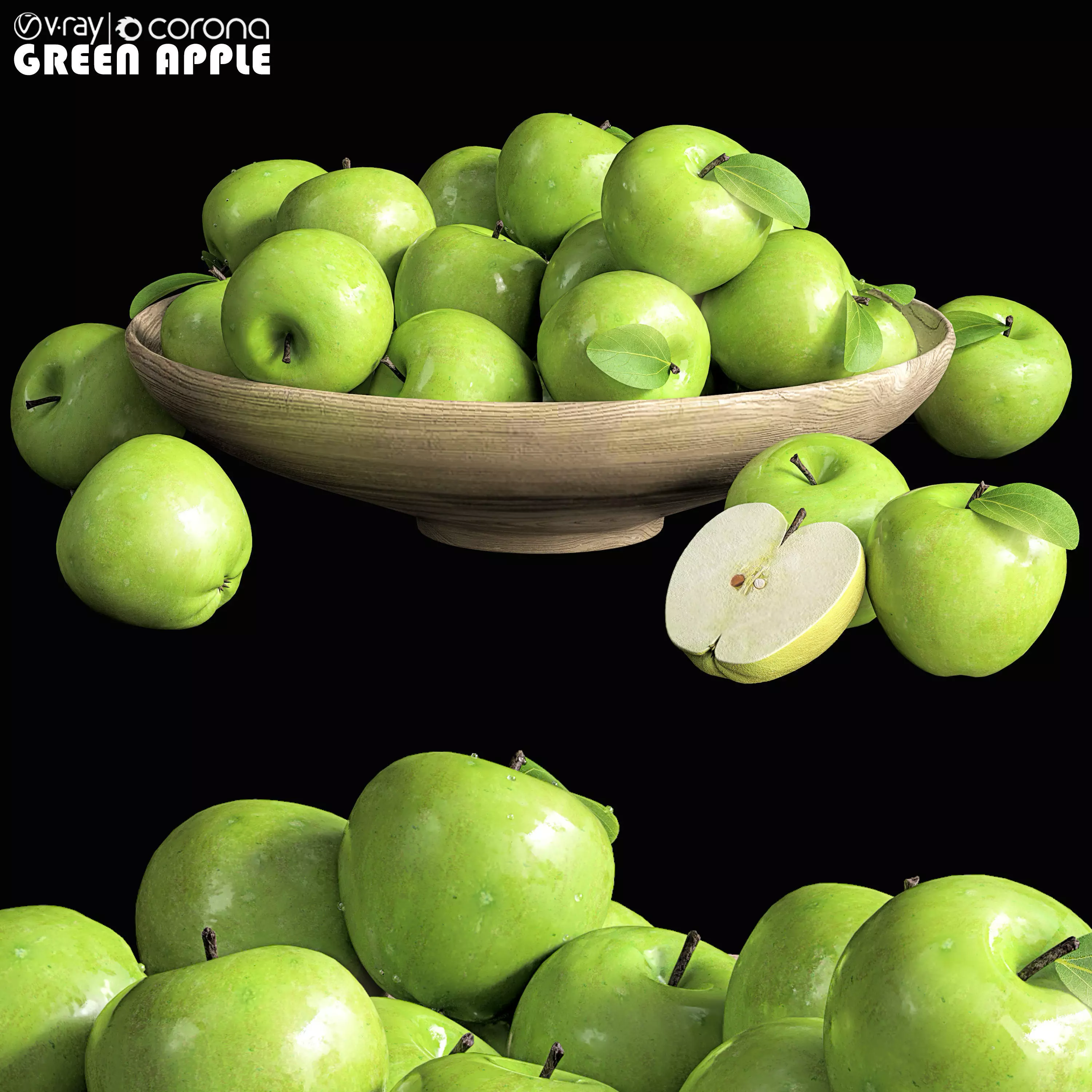 green apple 3D model_0