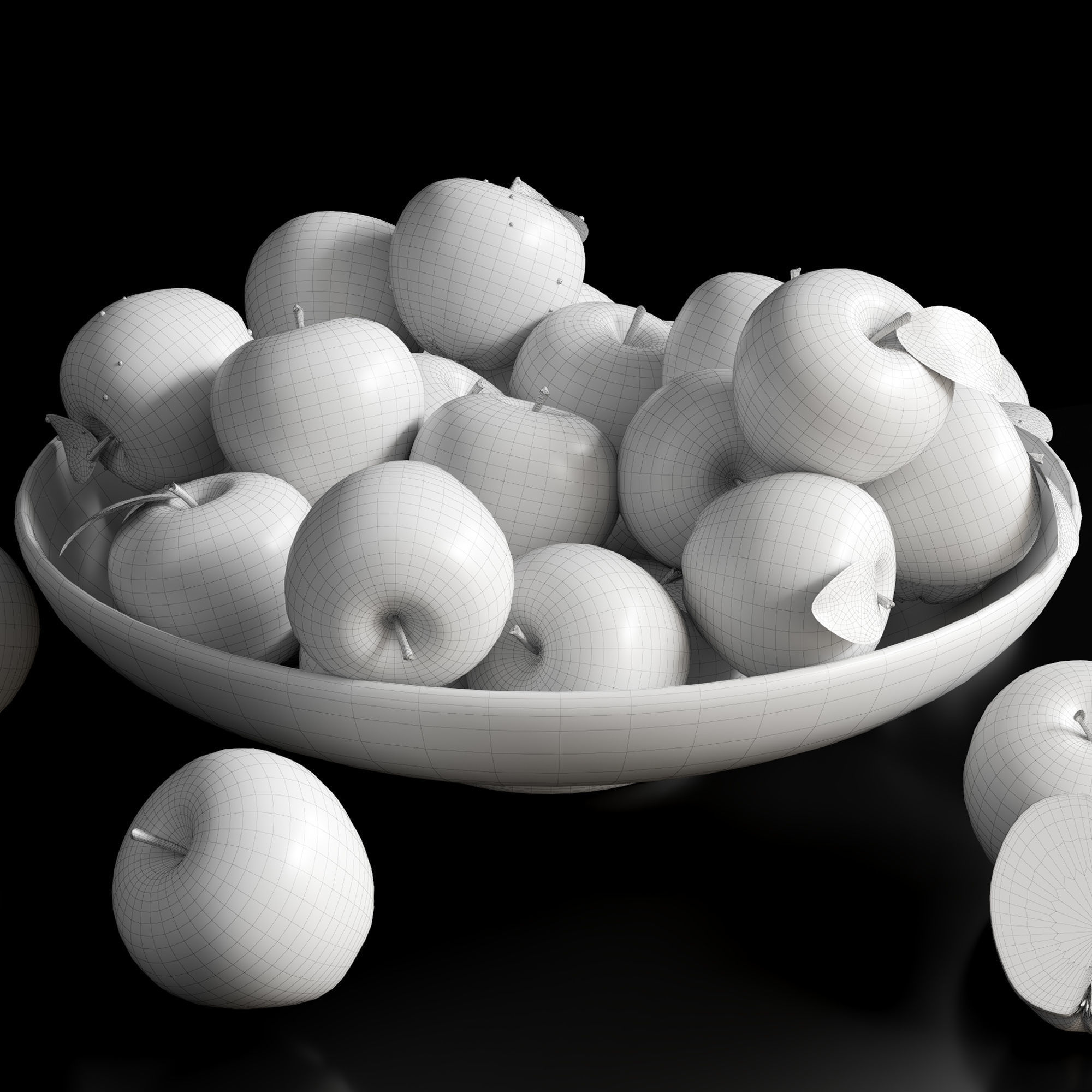 green apple 3D model_3