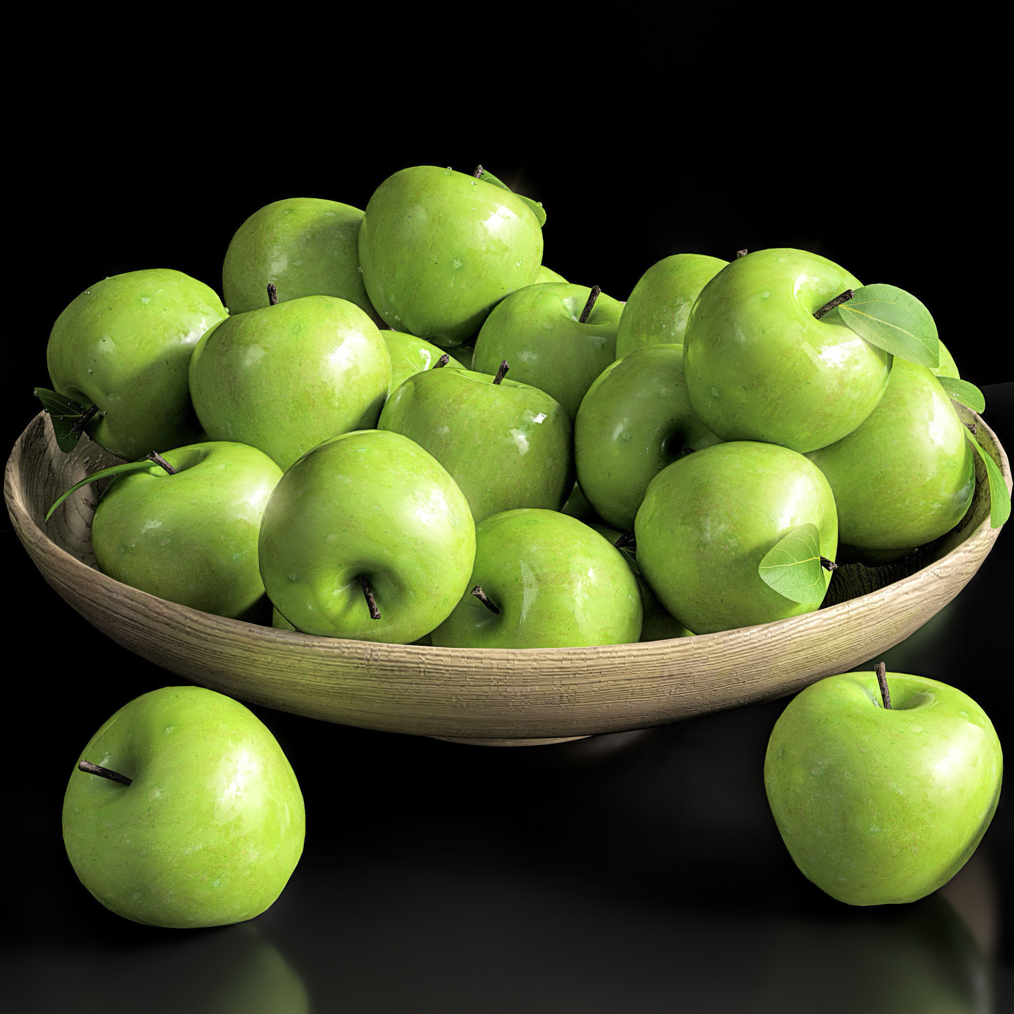 green apple 3D model_1