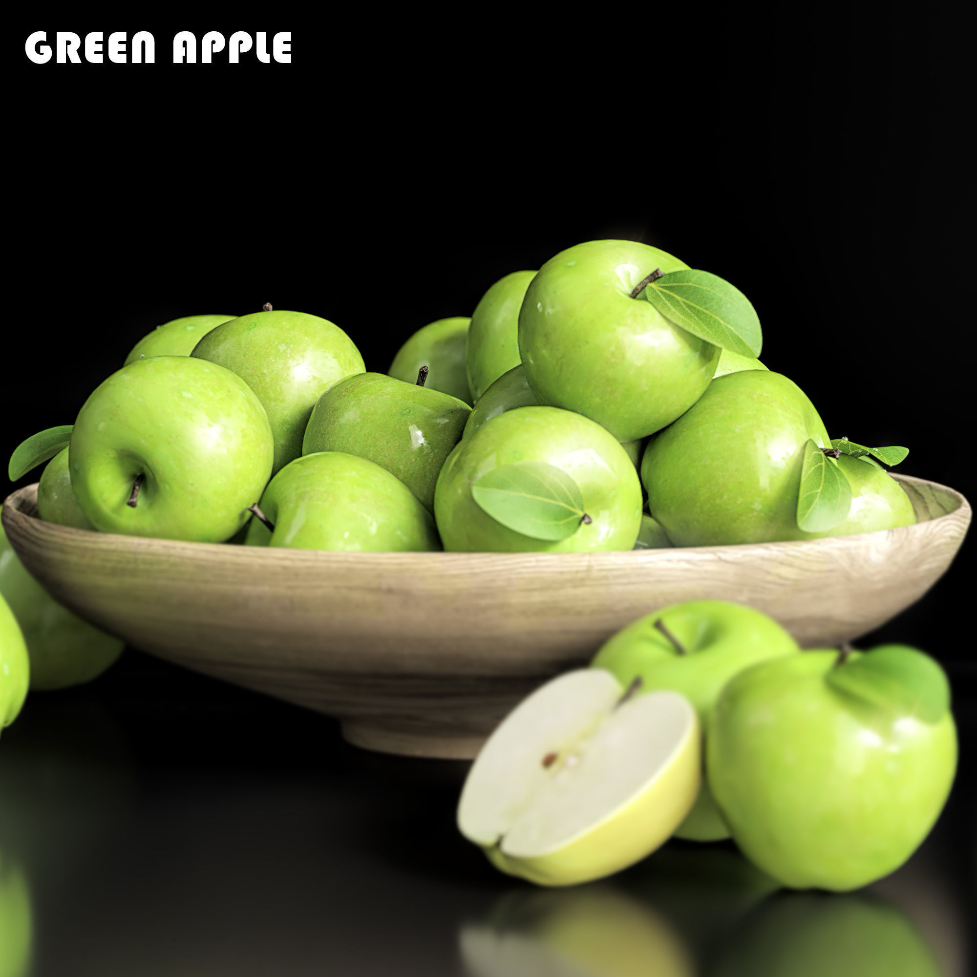 green apple 3D model_2