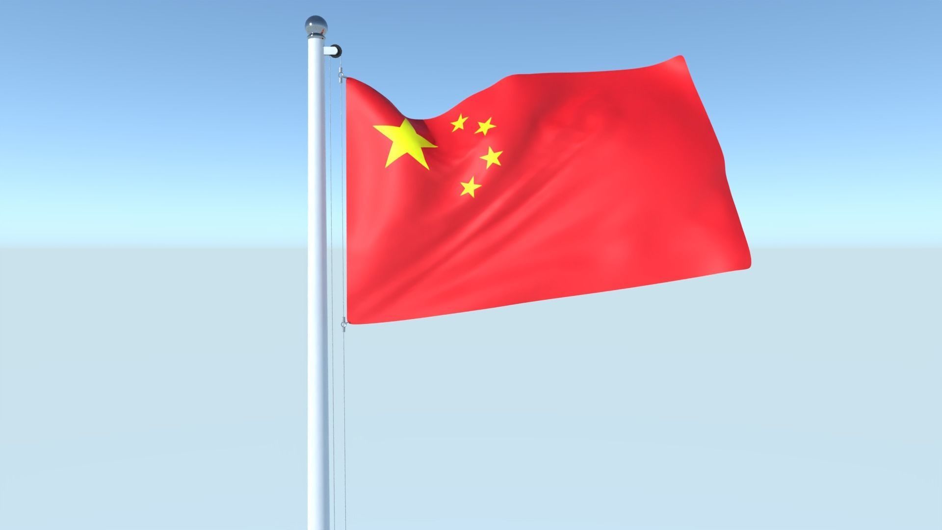 Animated Flag of China Low-poly 3D model_2