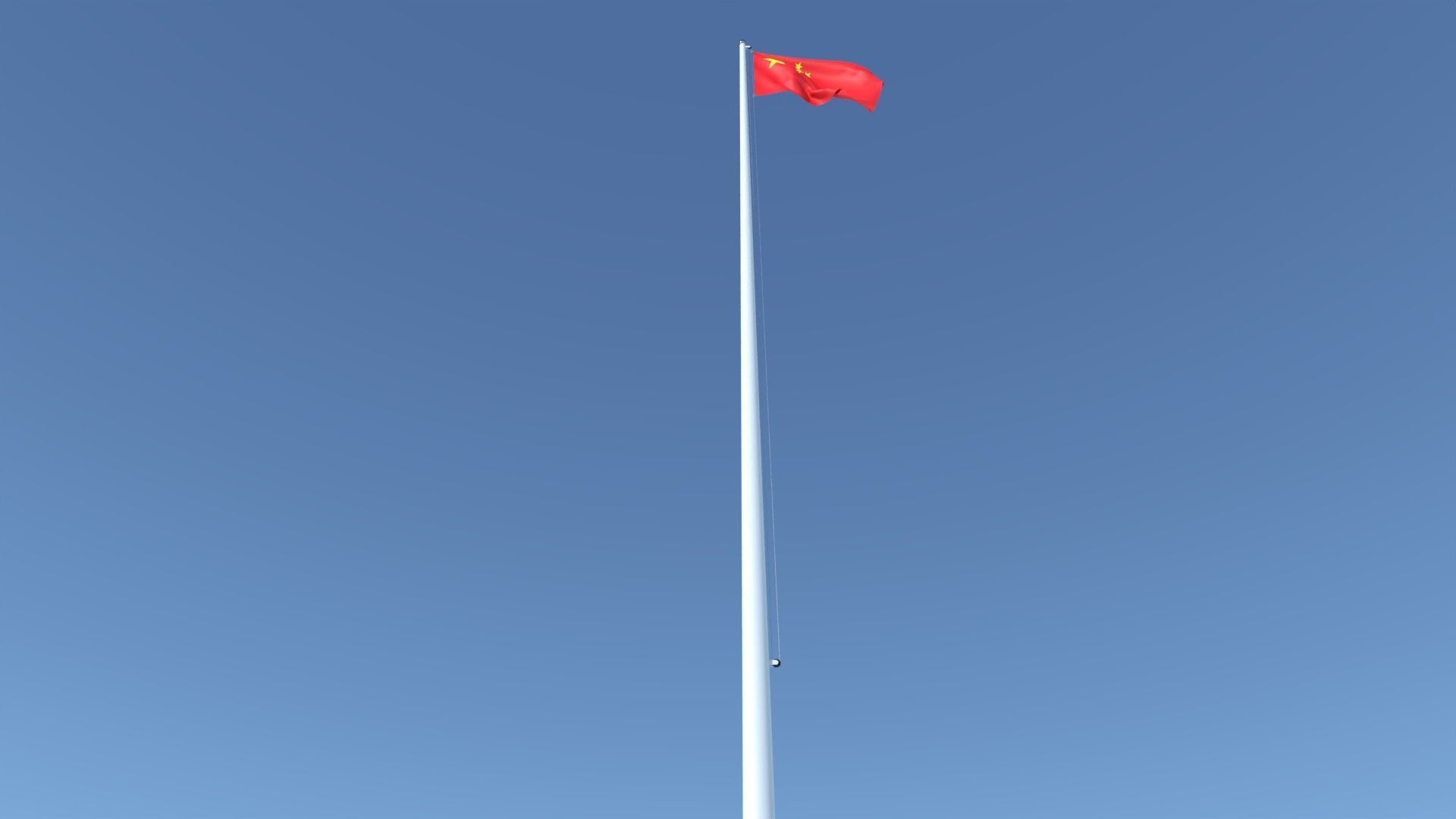 Animated Flag of China Low-poly 3D model_5