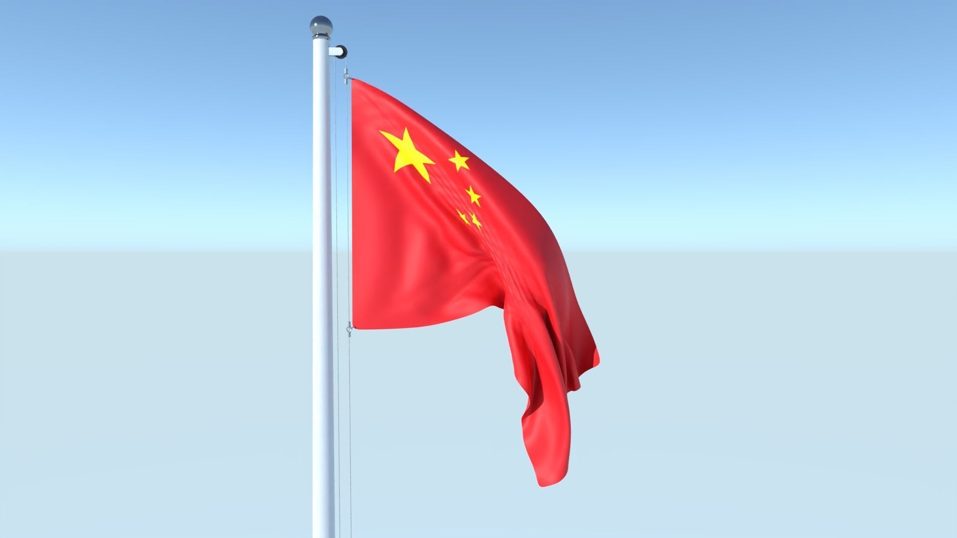 Animated Flag of China Low-poly 3D model_1