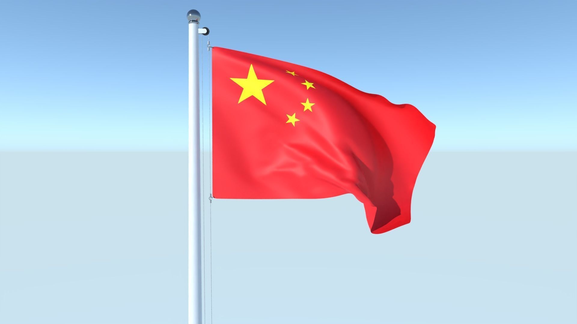 Animated Flag of China Low-poly 3D model_3