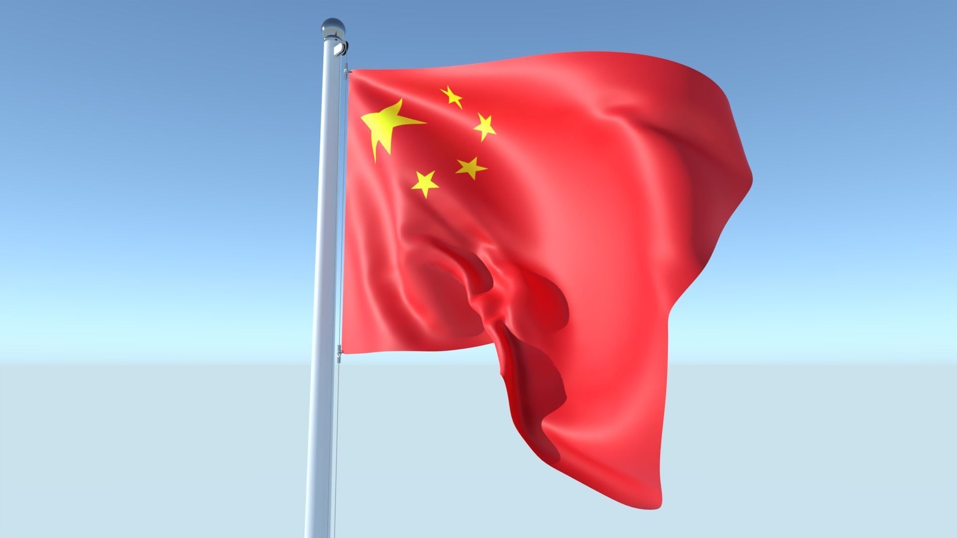 Animated Flag of China Low-poly 3D model_7