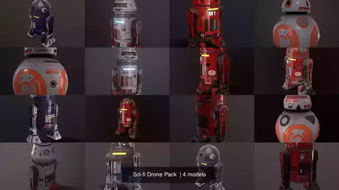 Sci-fi Drone Pack  3D Model Collection