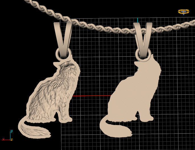 Persian cat pendant Silver Gold Print 3D print model_2