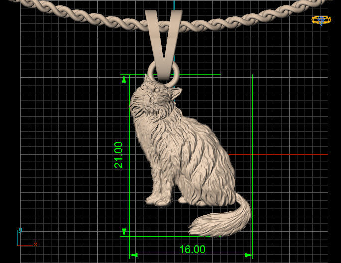 Persian cat pendant Silver Gold Print 3D print model_3