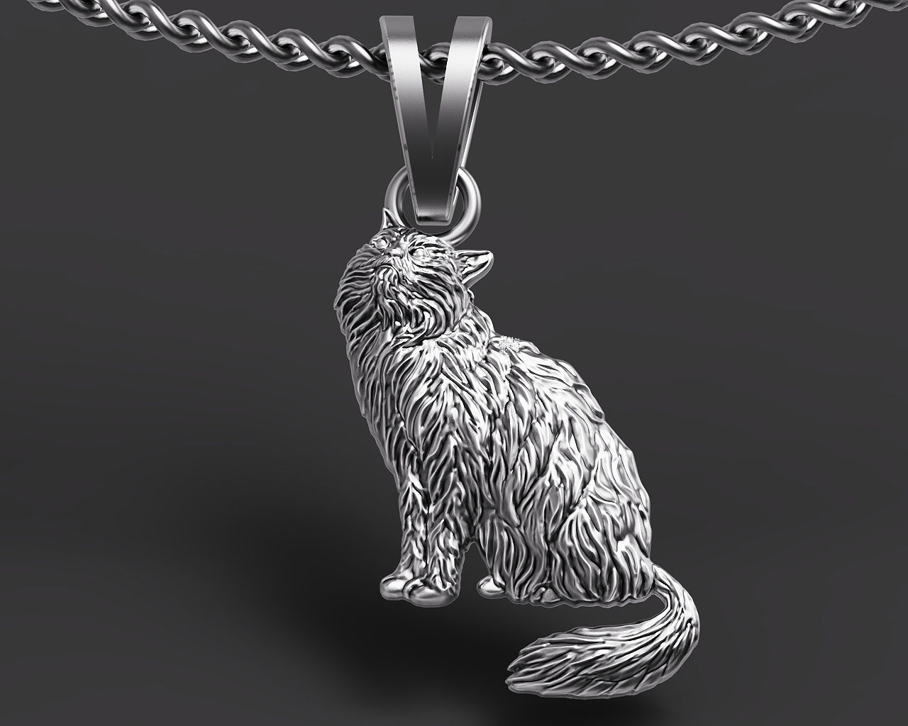 Persian cat pendant Silver Gold Print 3D print model_1