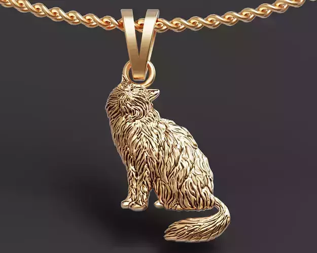 Persian cat pendant Silver Gold Print 3D print model Persian cat pendant Silver Gold Print 3D print model