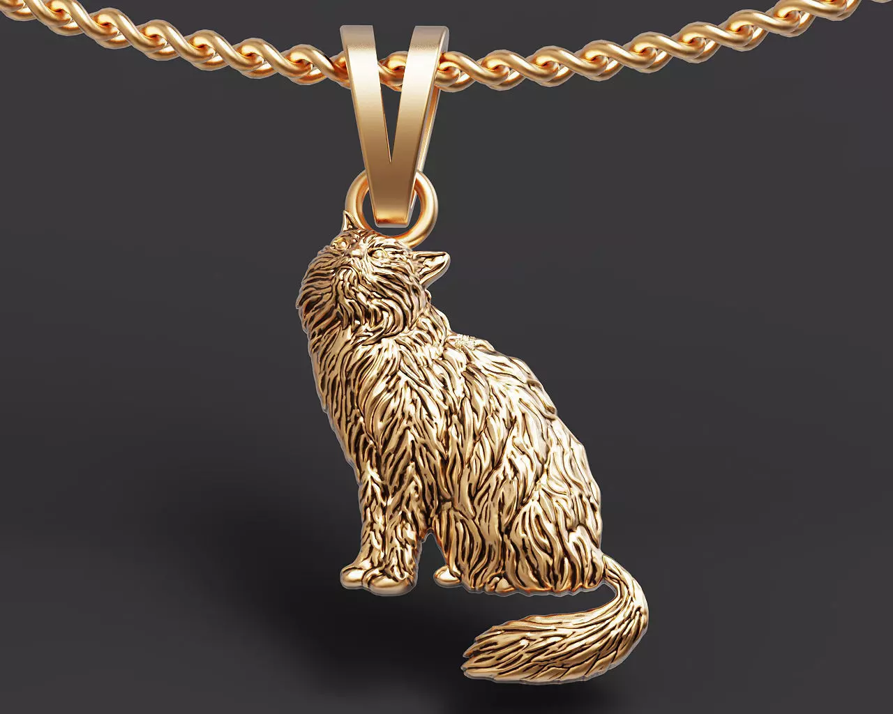 Persian cat pendant Silver Gold Print 3D print model_0