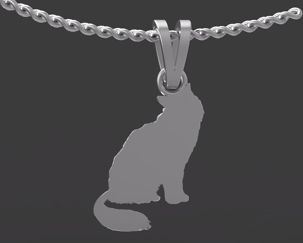 Persian cat pendant Silver Gold Print 3D print model_4