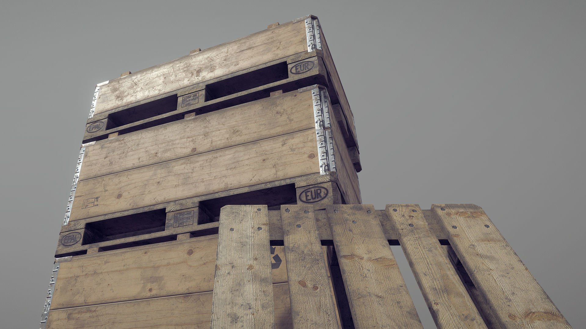 Cargo Wood Pallets Collars Cover EUR EPAL vr-2 Low-poly 3D model_9