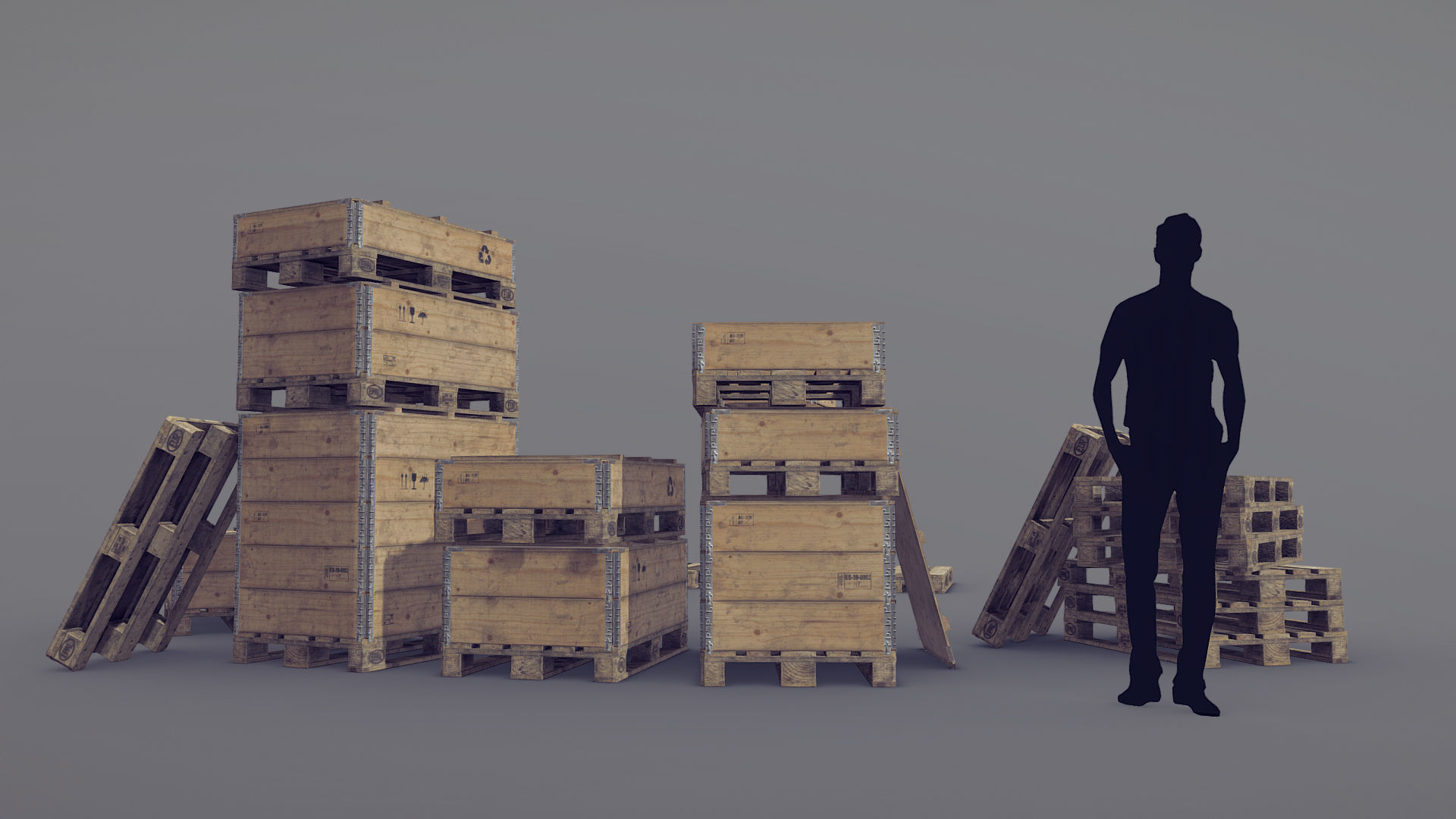 Cargo Wood Pallets Collars Cover EUR EPAL vr-2 Low-poly 3D model_7