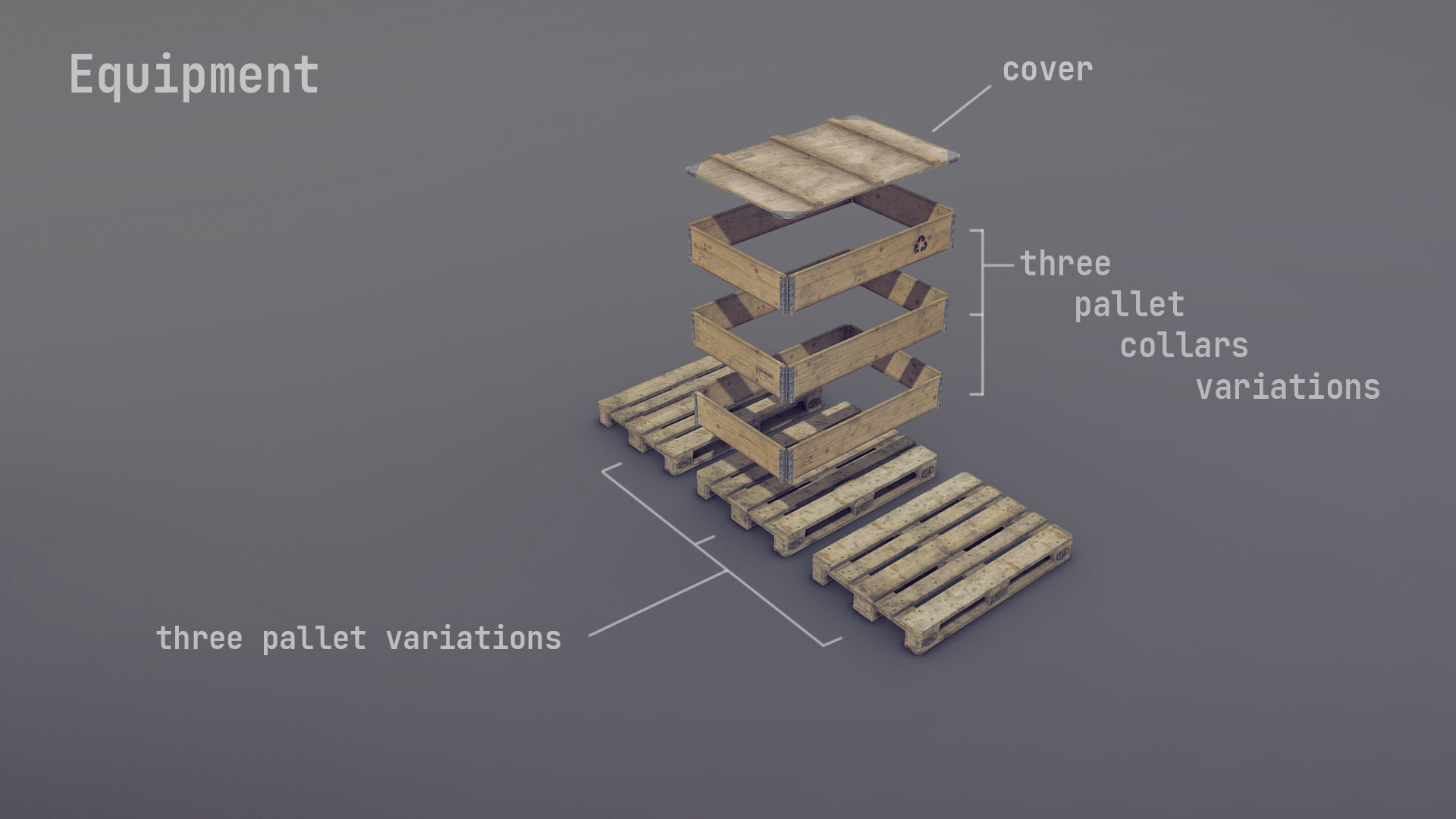 Cargo Wood Pallets Collars Cover EUR EPAL vr-2 Low-poly 3D model_4