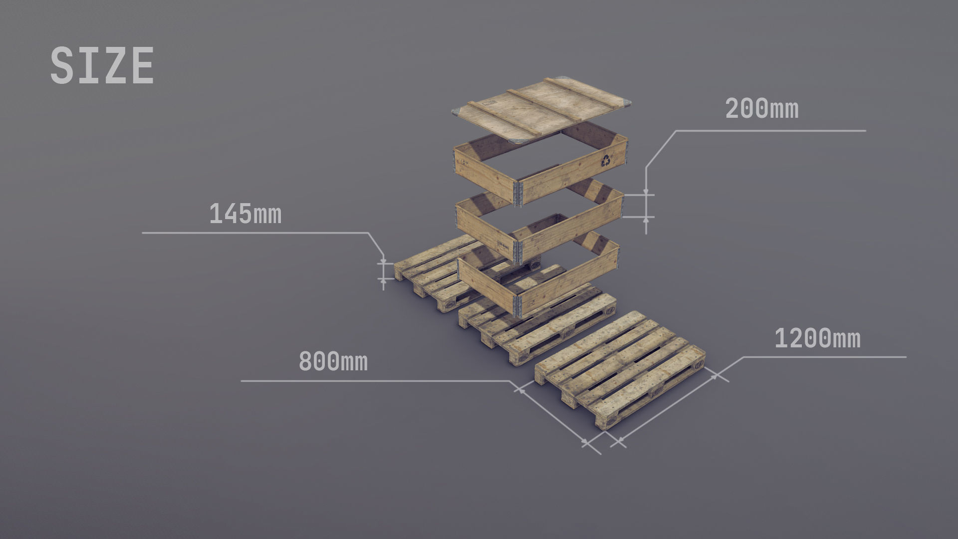 Cargo Wood Pallets Collars Cover EUR EPAL vr-2 Low-poly 3D model_5