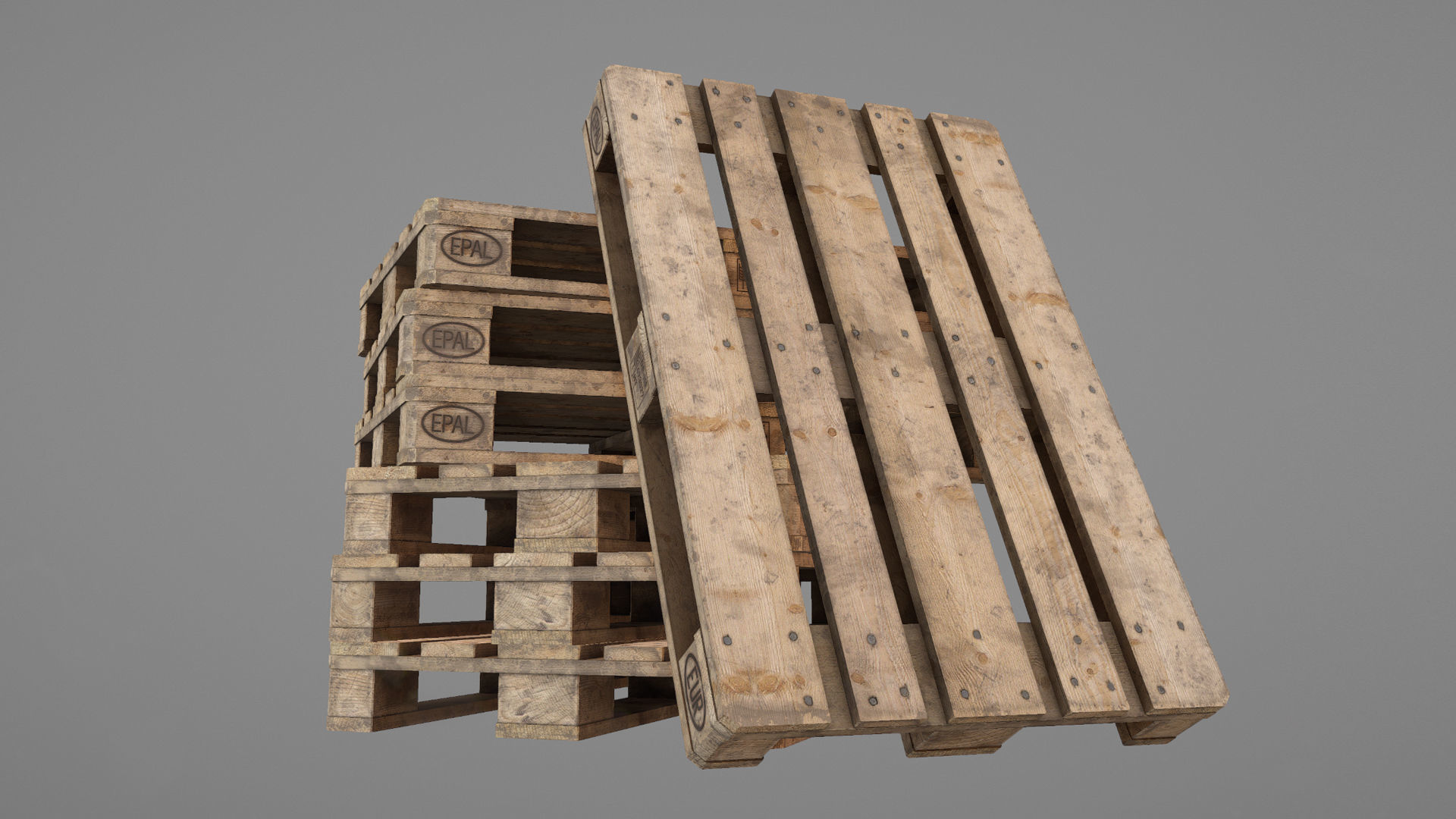 Cargo Wood Pallets Collars Cover EUR EPAL vr-2 Low-poly 3D model_15